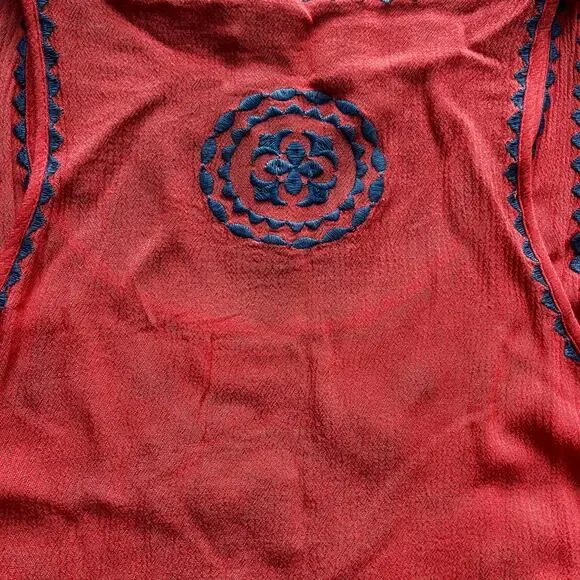 THML Boho Embroidered Medallion Tank Top Coral Pink | Women’s Small - Picture 4 of 4